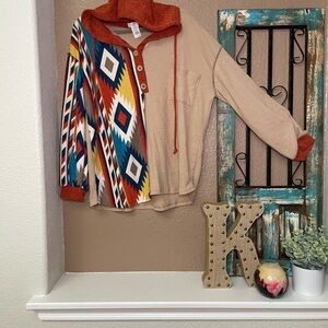 BiBi Multicolor Aztec Tunic with Rust Accents
